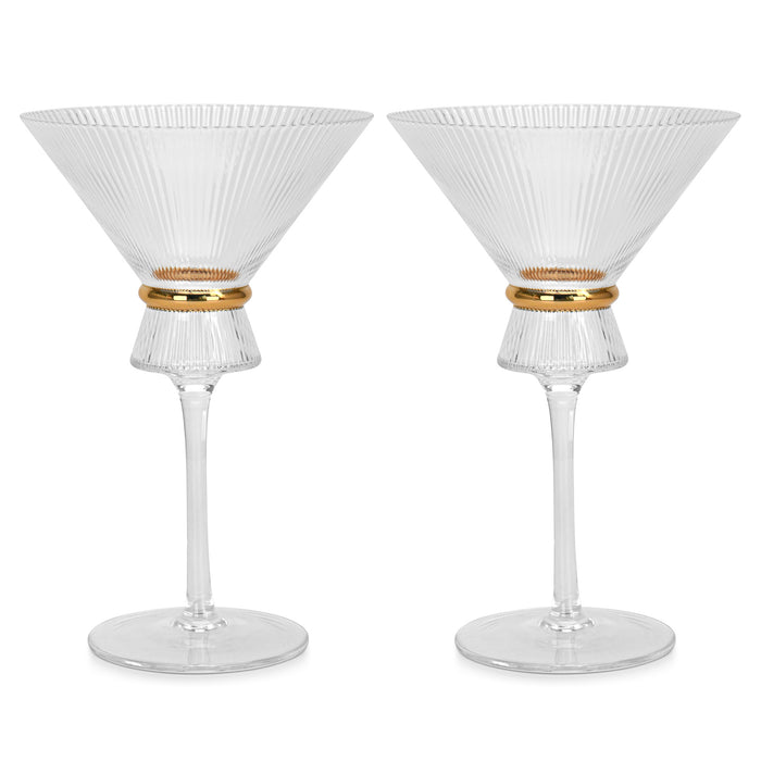 2-Piece Cocktail Glasses Set With Golden Ring Design 325ml Thalia Series