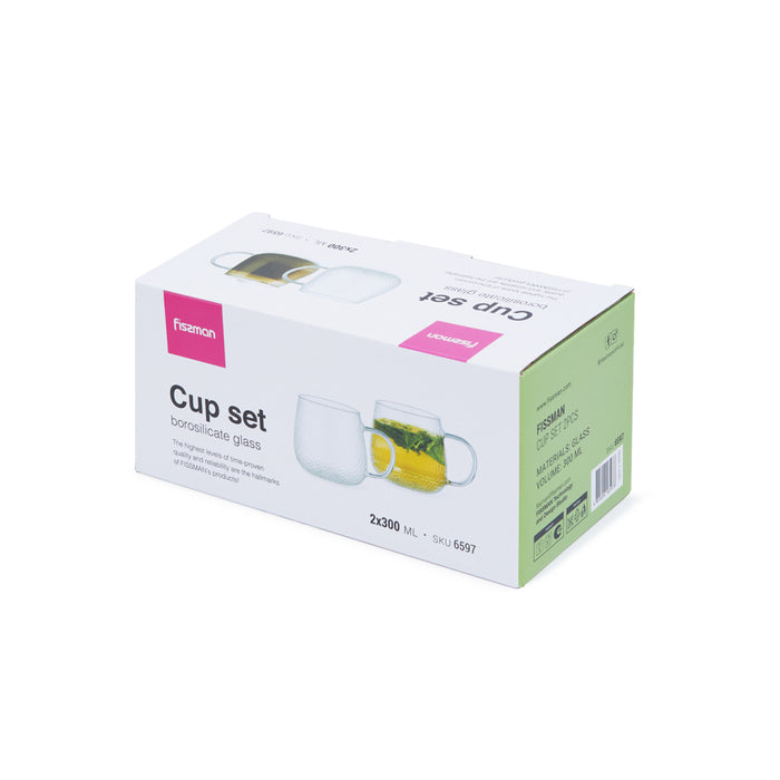 2-Piece 300ml Borosilicate Glass Cups