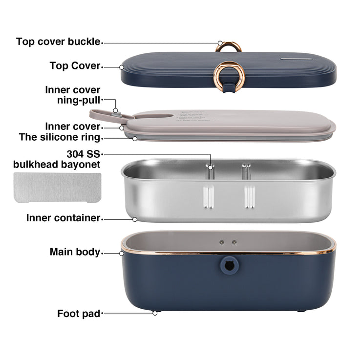 Lunch Box With Heating Function, 900ml,  (Pp+Stainless Steel)