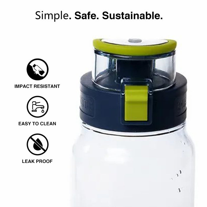 Water Bottle Plastic 840ml Green