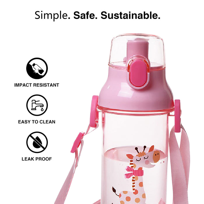 Water Bottle Plastic 450ml Pink