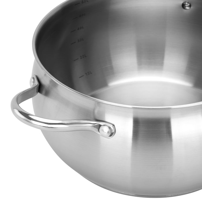 Stockpot with Glass Lid Martinez Series Satinless Steel Silver 24x13cm/5.9LTR