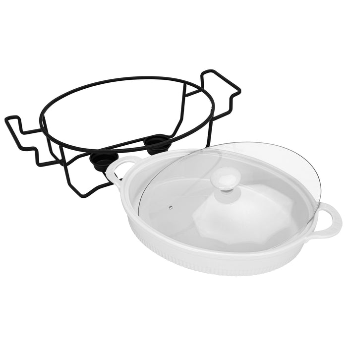 Oval Chafing Dish 31cm 2.1 LTR with Glass Lid (Porcelain)