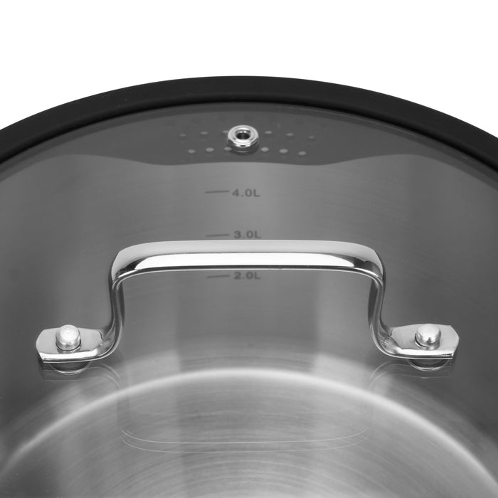 Stockpot 24cm/5.8 LTR FABIA with Glass Lid  (Stainless Steel)