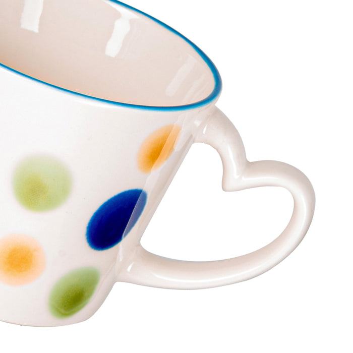 2-Piece Mug with Heart Handle Porcelain with Elegant And Minimalist Design 370ml