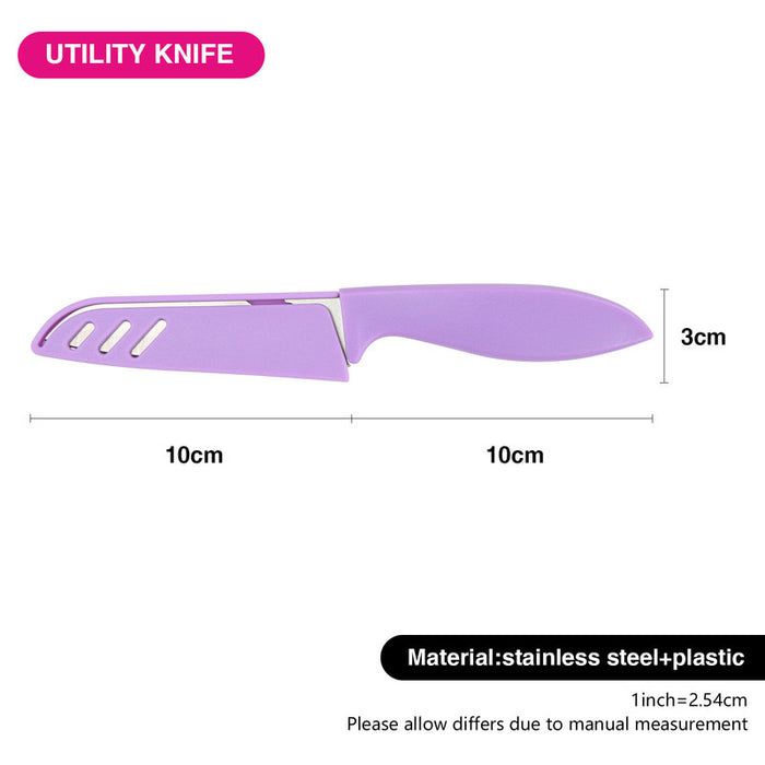 Utility Knife with Sheath 10cm Kitchen Knife Purple