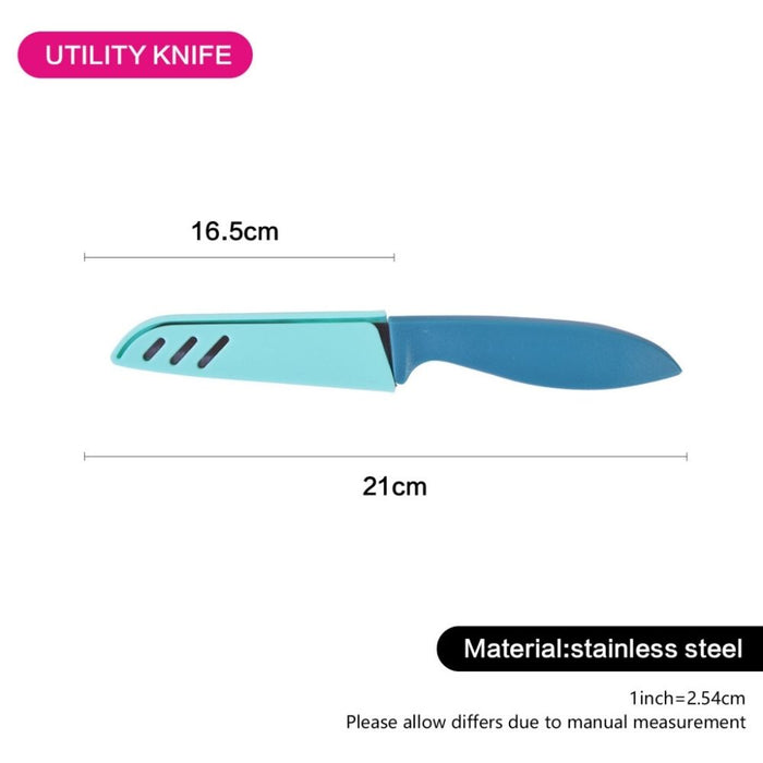 Utility Knife with Sheath 10cm Kitchen Knife Blue Green