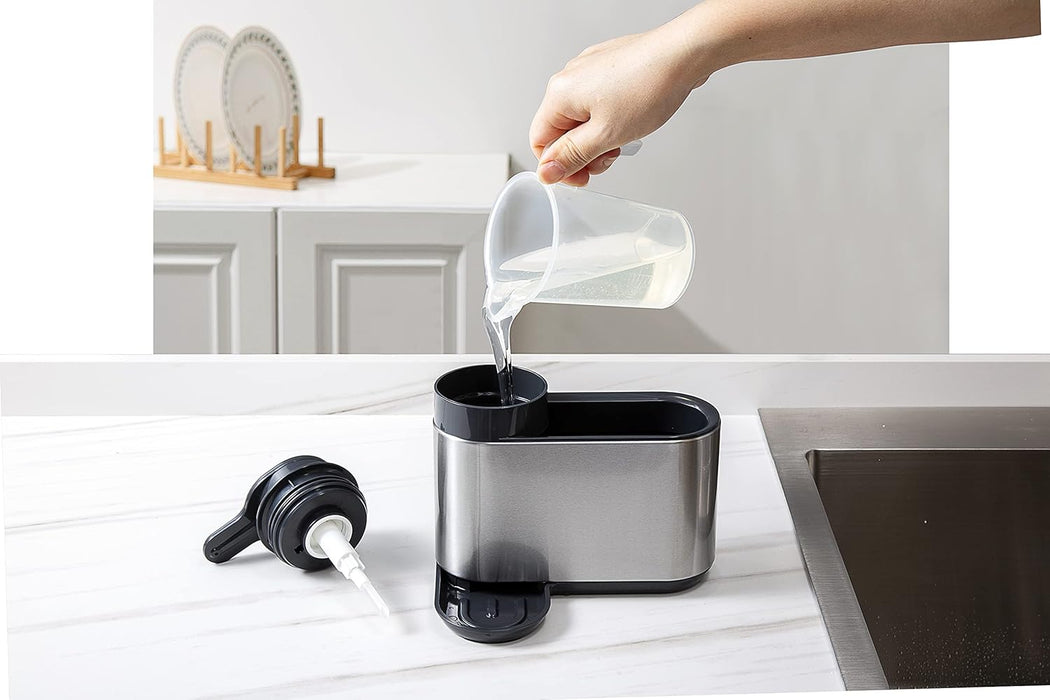 Kitchen Sink Caddy Organizer with Built-in Soap Dispenser