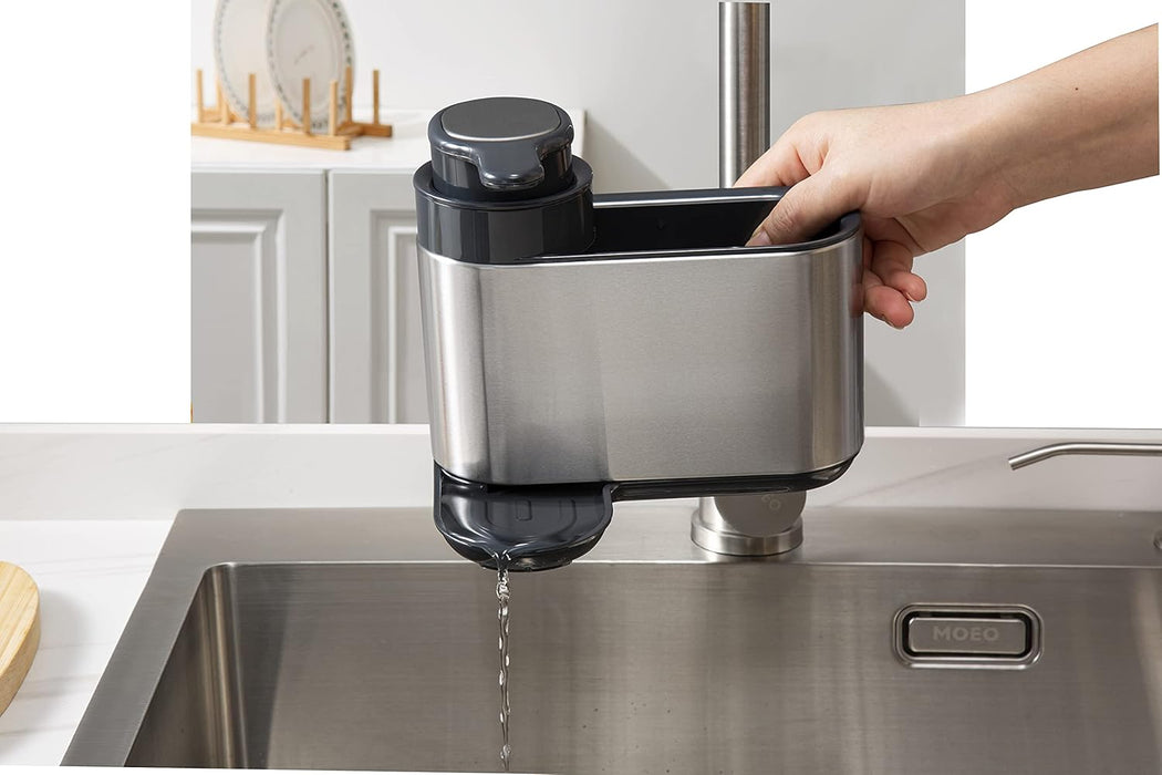 Kitchen Sink Caddy Organizer with Built-in Soap Dispenser