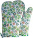 2-Piece Oven Mitts Silicone Covered Potholder Green