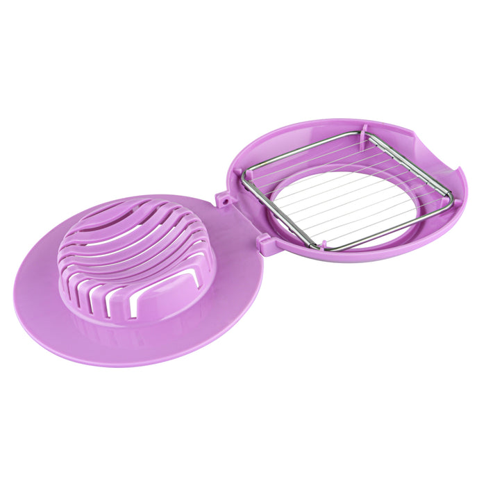 2-In-1 Egg Slicer Stainless Steel In Plastic Frame, with Stainless Steel Wire Purple