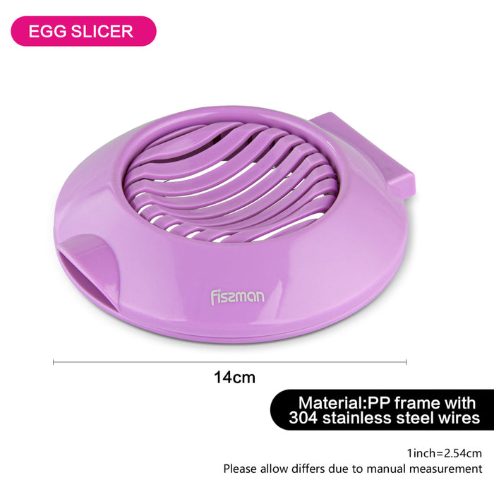 2-In-1 Egg Slicer Stainless Steel In Plastic Frame, with Stainless Steel Wire Purple