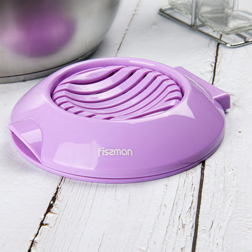 2-In-1 Egg Slicer Stainless Steel In Plastic Frame, with Stainless Steel Wire Purple