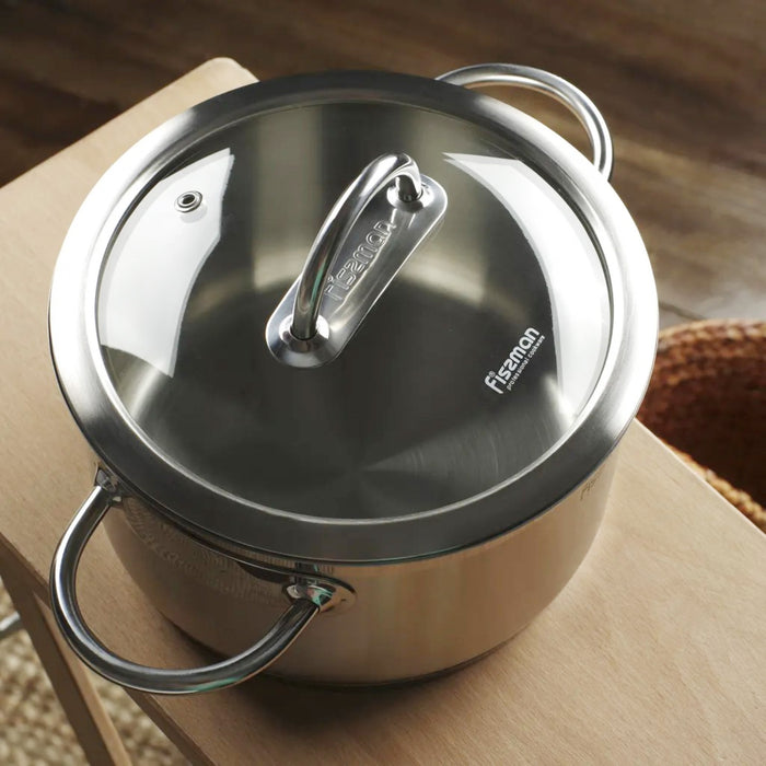 Casserole 18cm With Glass Lid Benjamin Series Stainless Steel