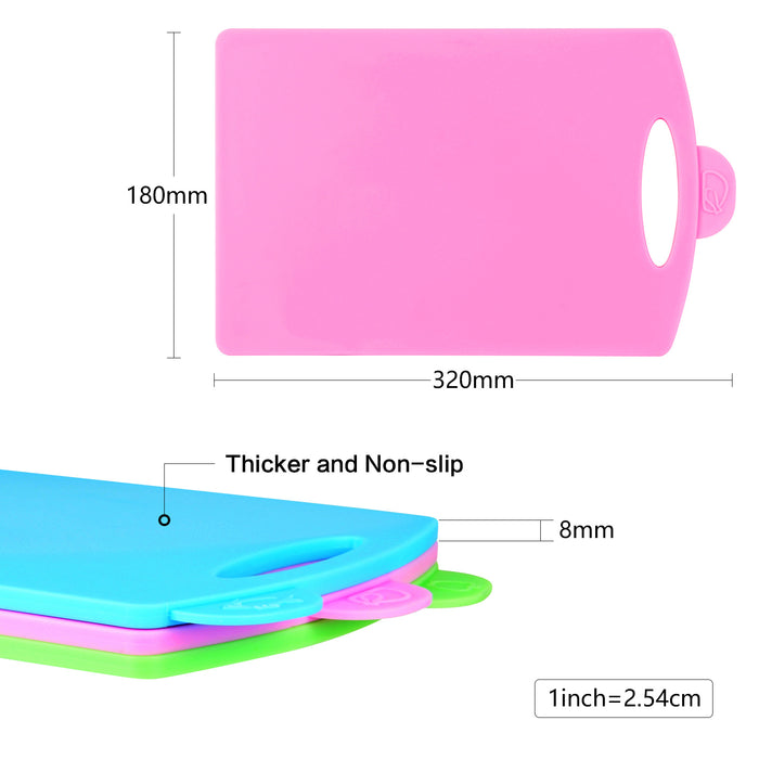 3-Piece Cutting Boards with Index Color Coded Food Icon & Draining Holder