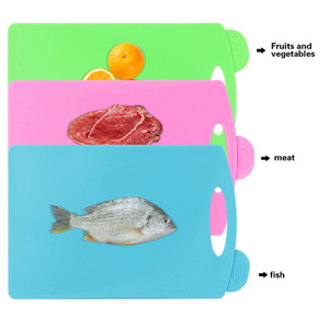 3-Piece Cutting Boards with Index Color Coded Food Icon & Draining Holder