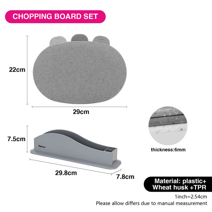 3pcs Cutting Board Set 29x22cm With Stand Grey