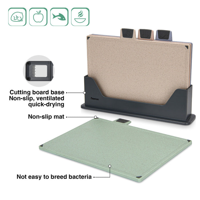 Fissman 4-Piece Cutting Board Set 30cm – Color-Coded with Unique Icons