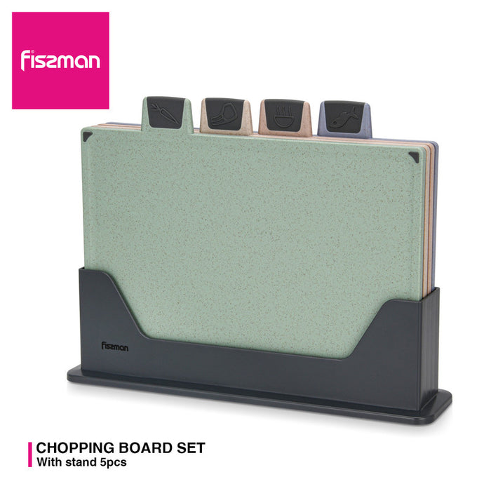 Fissman 4-Piece Cutting Board Set 30cm – Color-Coded with Unique Icons