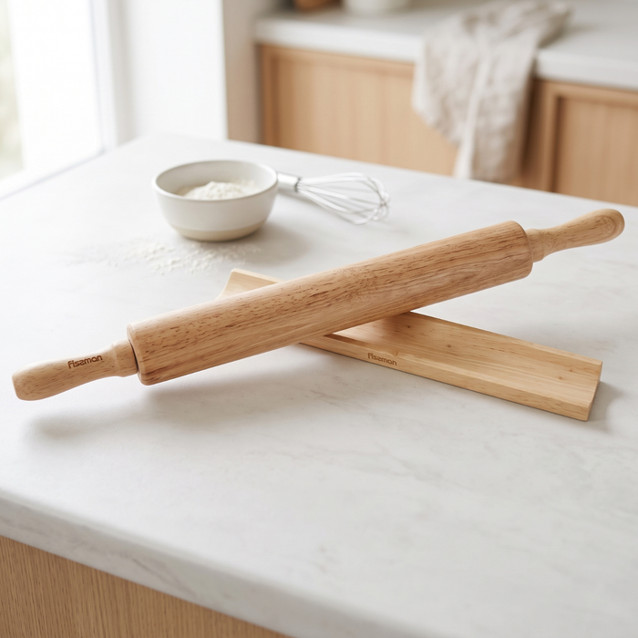 Rolling Pin 50cm With Wooden Stand Rubber Wood
