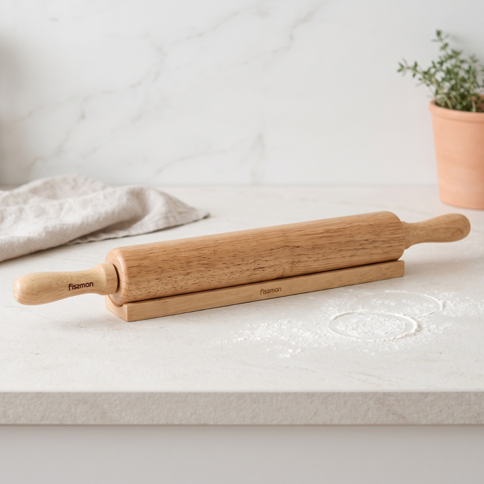 Rolling Pin 50cm With Wooden Stand Rubber Wood