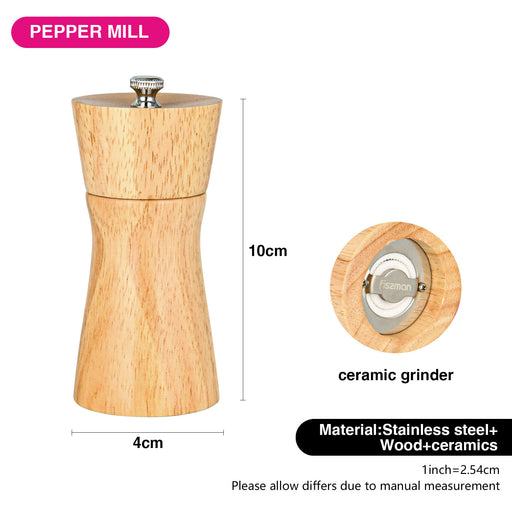 Rook Shape Salt & Pepper Mill 11cm (Rubber Wood Body with Ceramic Grinder)