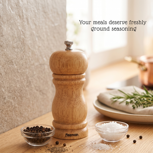 Manual Salt and Pepper Grinder 11cm, Light Brown Ceramic Mill, Adjustable Spice Grinder for Peppercorns, Salt, and Dry Spices