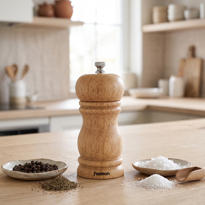 Manual Salt and Pepper Grinder 11cm, Light Brown Ceramic Mill, Adjustable Spice Grinder for Peppercorns, Salt, and Dry Spices
