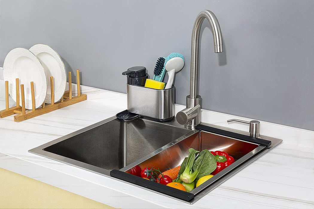 Kitchen Sink Caddy Organizer with Built-in Soap Dispenser