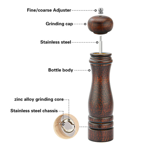 Pepper Mill 41cm Wooden Body With Zinc Alloy Grinder