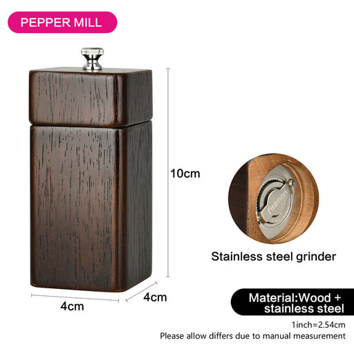 Salt And Pepper Mill Square Wooden Style 11x5cm