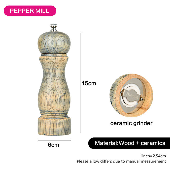 Salt And  Pepper Mill 16.5x5cm (Rubber Wood Body With Ceramic Grinder)