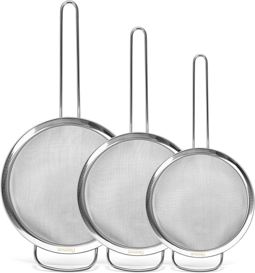 Strainer Sets - 14cm,16cm, 20cm - Stainless Steel Fine Mesh Strainer with Hang Handle