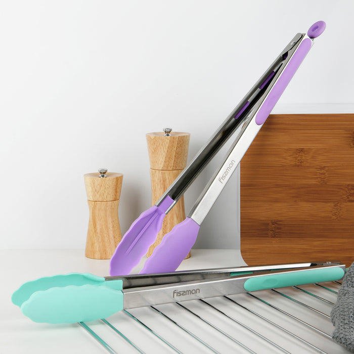 Kitchen Tongs 36cm Stainless steel And Silicone Purple