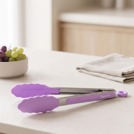 Fissman Kitchen Tong Silicone/Stainless Steel 23cm Purple