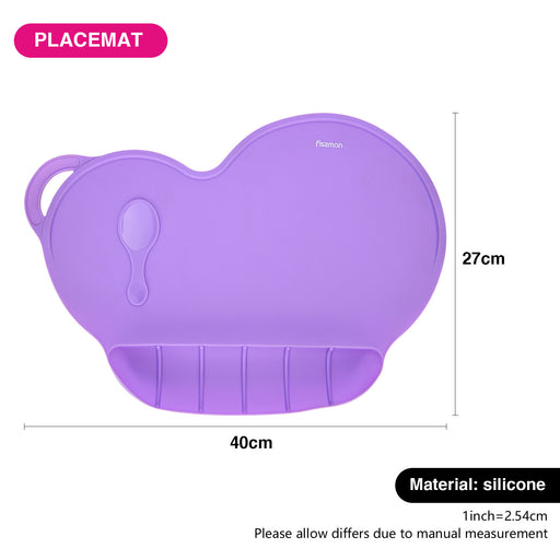 Baby Silicone Placemats 40cm for Toddlers Kids, Kids Placemats Wipeable, Food Grade Silicone Baby Place Mat, with 6 Food Catching Pockets, Nonslip