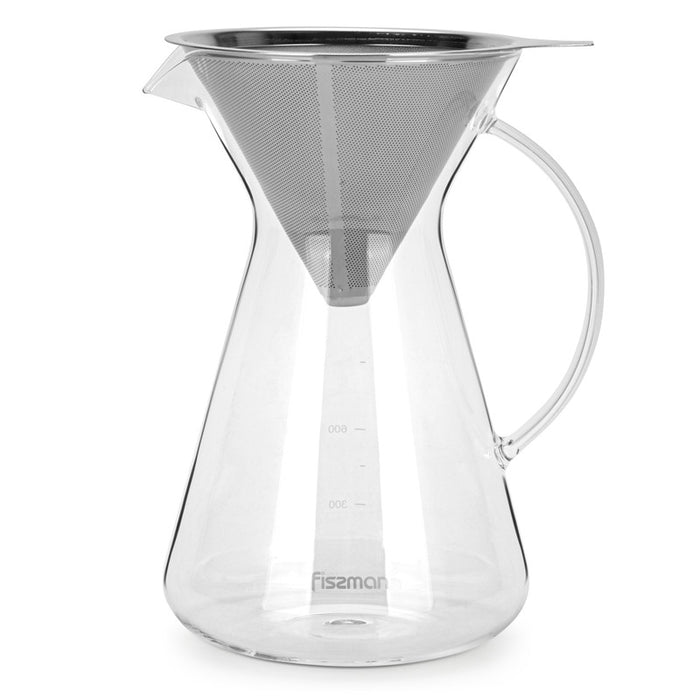 Coffee Pot POUR OVER 900ml With Stainless Steel Filter (Borosilicate Glass)