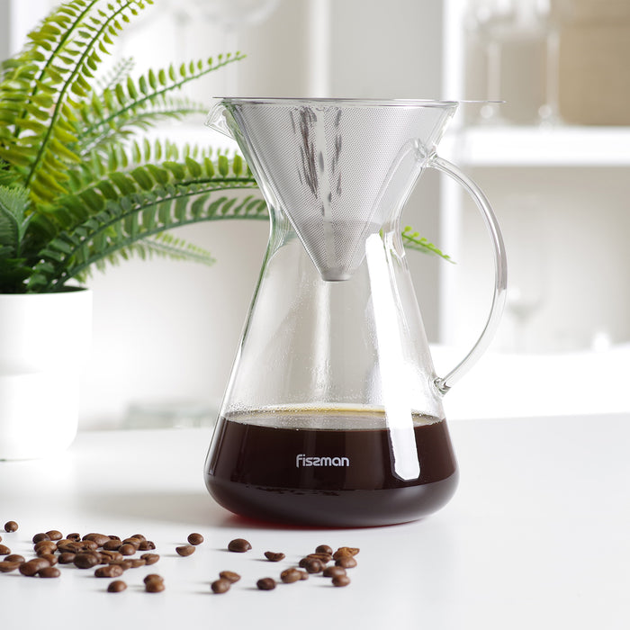 Coffee Pot POUR OVER 900ml With Stainless Steel Filter (Borosilicate Glass)