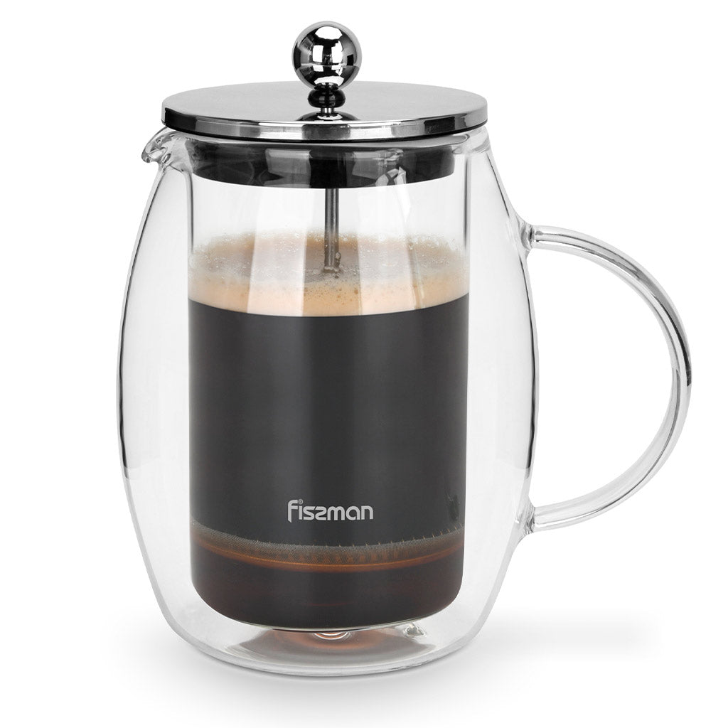 Greater Good. Double Wall Borosilicate Glass French Press with Chrome  Plated Lid - 600 ml