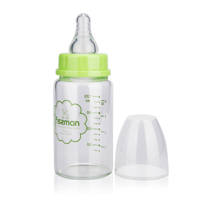 Green Feeding bottle 120 ml (borosilicate glass)