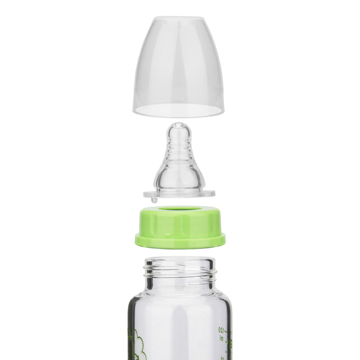 Green Feeding bottle 120 ml (borosilicate glass)