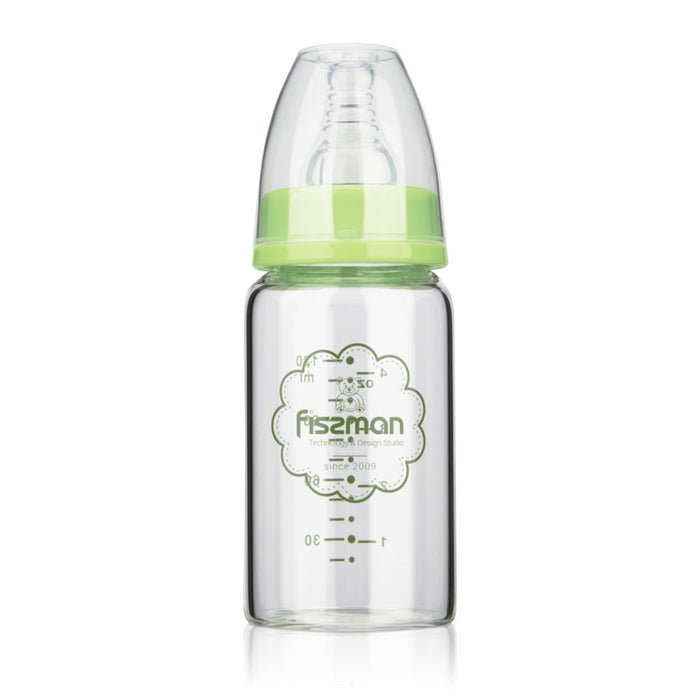 Green Feeding bottle 120 ml (borosilicate glass)