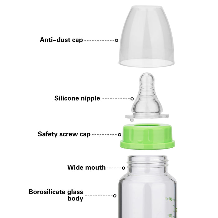 Feeding bottle 240 ml (Borosilicate Glass) Green