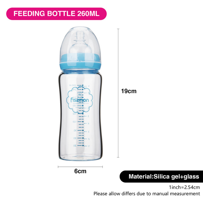 Borosilicate Glass Feeding Bottle with Wide Neck 260ml