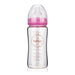 Pink Feeding bottle with wide neck 260 ml (borosilicate glass)