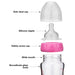 Feeding Bottle 120 ml Borosilicate Glass Pink 3+ Months Number 2 Nipple