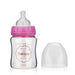 Feeding Bottle 120 ml Borosilicate Glass Pink 3+ Months Number 2 Nipple