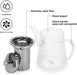 Tea Pot 1000ml with Stainless Steel Filter Borosilicate Glass