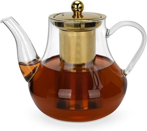 Tea Pot 1200ml with Stainless Steel Filter Borosilicate Glass