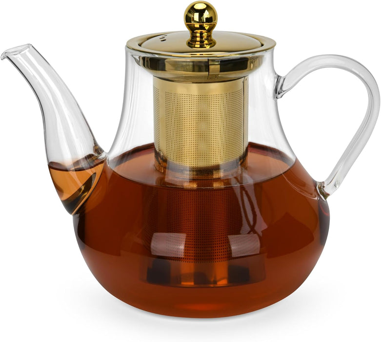 Tea Pot 1200ml with Stainless Steel Filter Borosilicate Glass